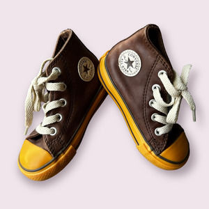 Converse Infant Brown Leather High Top Sz 6